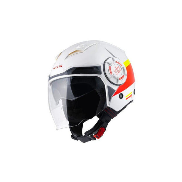 Casque jet vintage PULL IN Open Face, Blanc, Rouge, Jaune, L