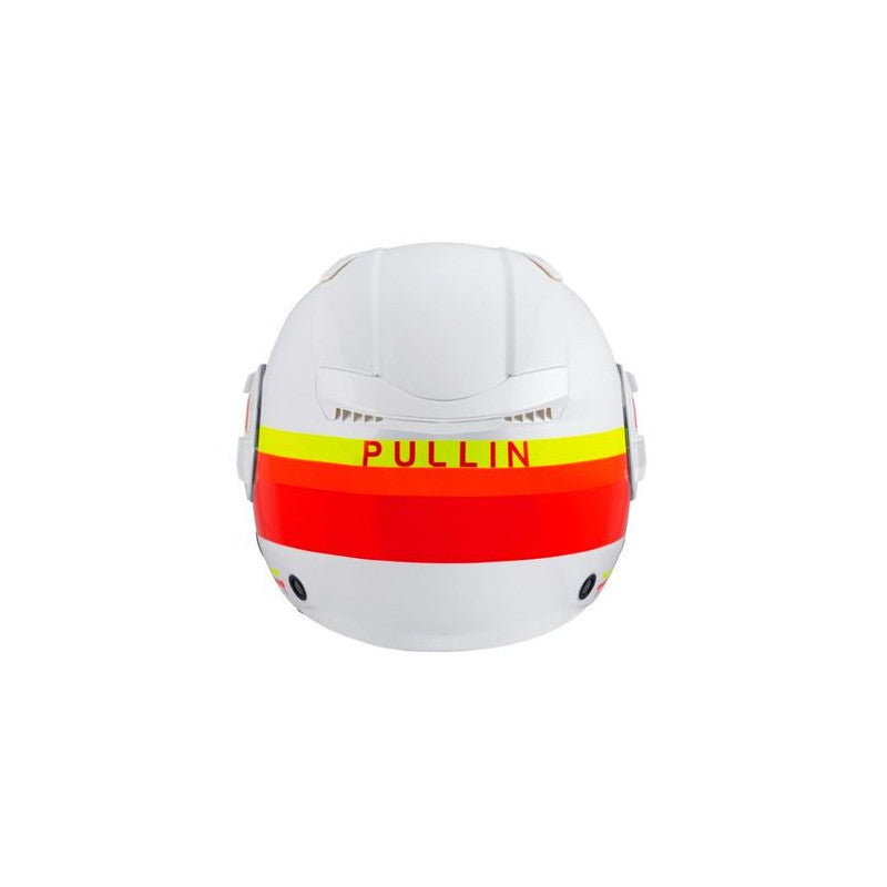 Casque jet vintage PULL IN Open Face, Blanc, Rouge, Jaune, L