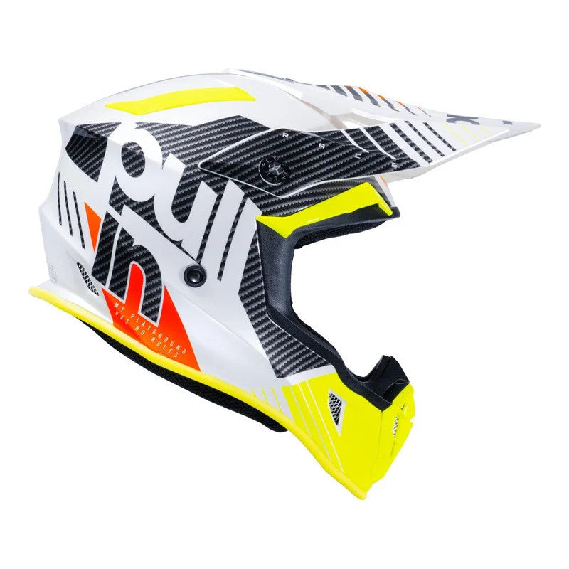 Casque cross PULL IN Race Blanc, Jaune Fluo, XL