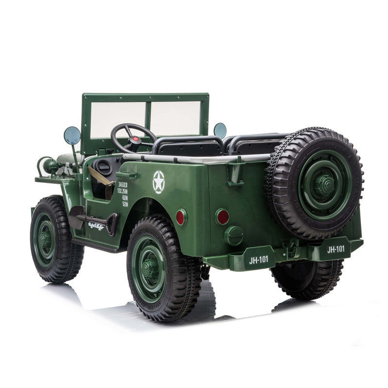 MINI VOITURE JEEP WILLYS 3 PLACES 24V avec pneu EVA, Vert