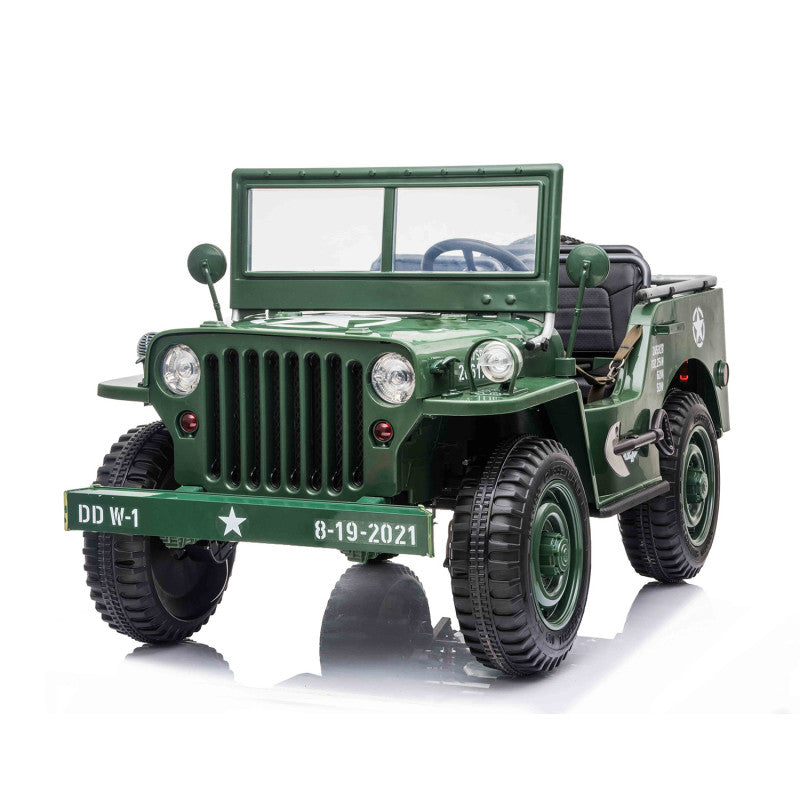 MINI VOITURE JEEP WILLYS 3 PLACES 24V avec pneu EVA, Vert