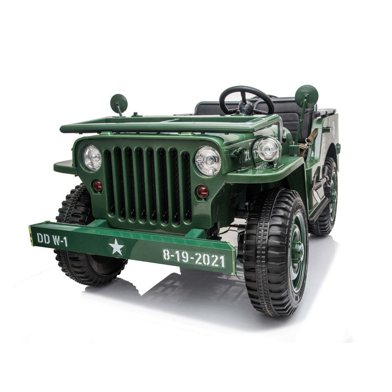 MINI VOITURE JEEP WILLYS 3 PLACES 24V avec pneu EVA, Vert