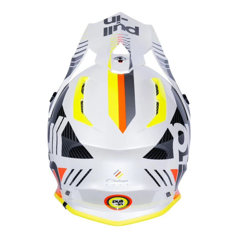 Casque cross PULL IN Race Blanc, Jaune Fluo, M
