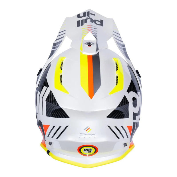 Casque cross PULL IN Race Blanc, Jaune Fluo, M