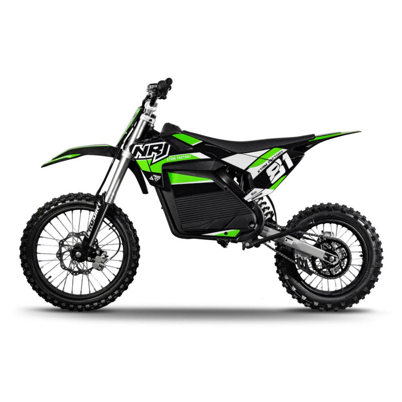 Motocross électrique NRJ 5000WATTS - 72V30AH - 17/14 - VERT