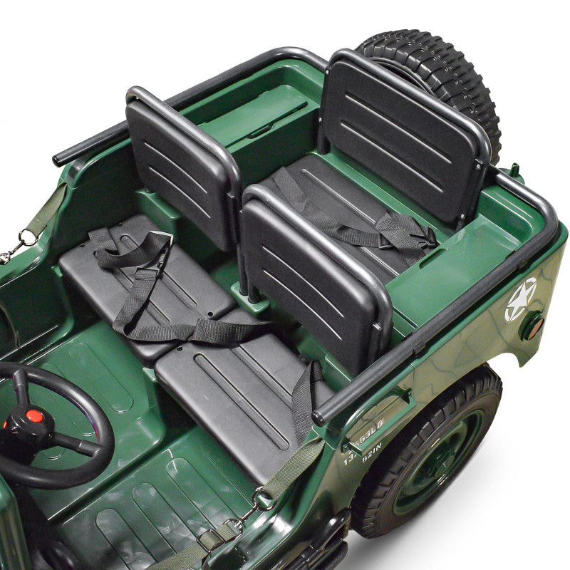 MINI VOITURE JEEP WILLYS 3 PLACES 24V avec pneu EVA, Vert