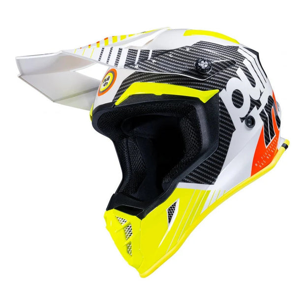 Casque cross PULL IN Race Blanc, Jaune Fluo, L