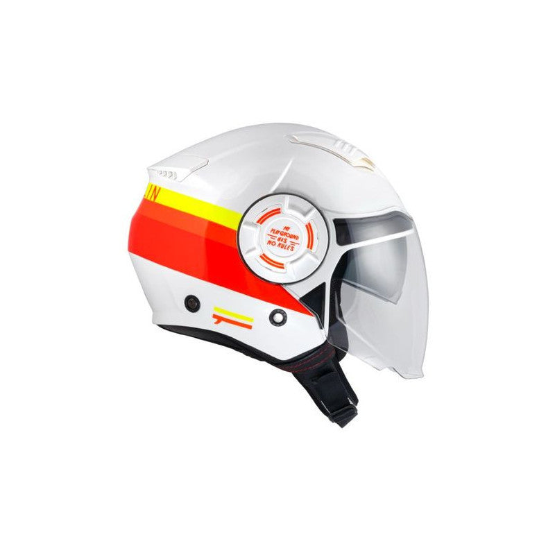 Casque jet vintage PULL IN Open Face, Blanc, Rouge, Jaune, XS