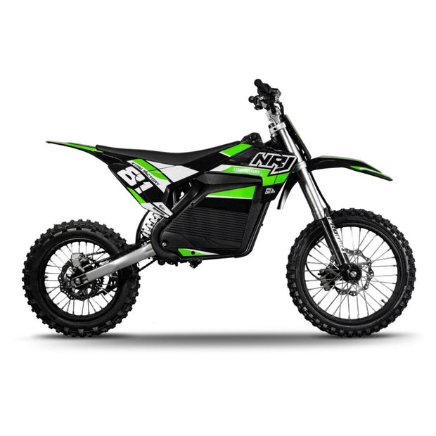 Motocross électrique NRJ 5000WATTS - 72V30AH - 17/14 - VERT