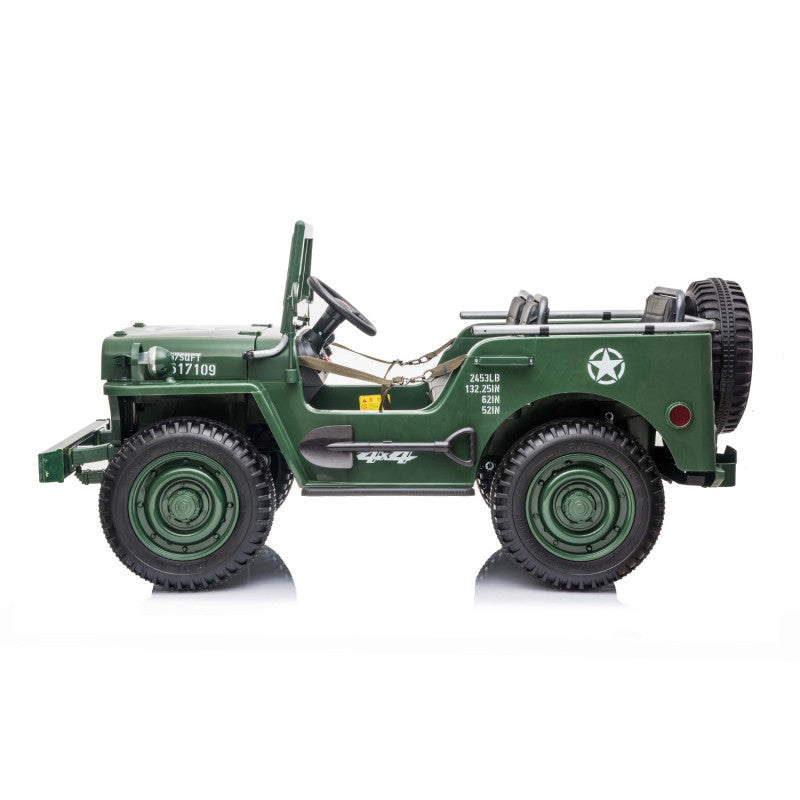 MINI VOITURE JEEP WILLYS 3 PLACES 24V avec pneu EVA, Vert