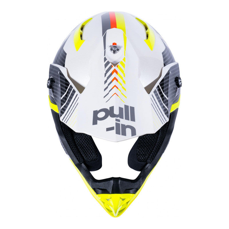 Casque cross PULL IN Race Blanc, Jaune Fluo, XL